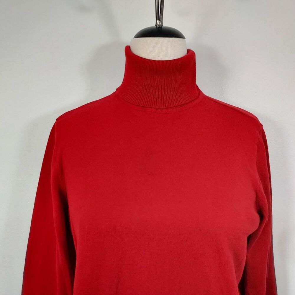 Chaps Red Turtleneck Top Women Size XXL Pullover Stretch 100% Cotton - Picture 3 of 12